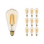 Mehrfachpackung 10x Noxion Lucent LED E27 Edison Fadenlampe Messing 7.2W 630lm -  822 Extra Warmweiß | Dimmbar - Ersatz für 50W