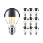 Mehrfachpackung 10x Philips Classic LED Glühbirne E27 Birne Spiegel 7.2W 650lm - 827 Extra Warmweiß | Dimmbar - Ersatz für 60W