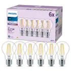 Mehrfachpackung 6x Philips Glühbirne LED E27 Birne Fadenlampe Klar 7W 850lm - 840 Kaltweiß